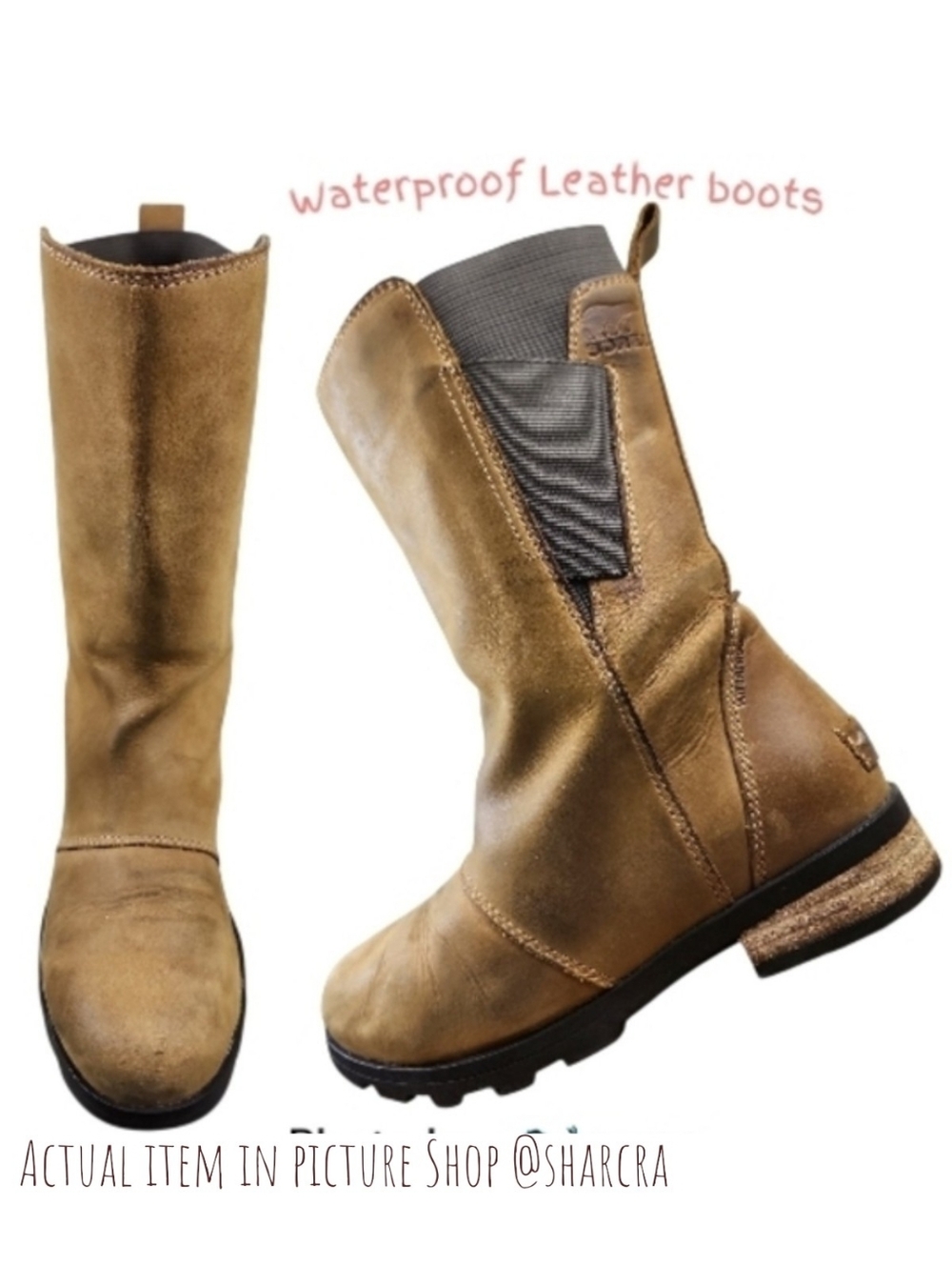 Sorel Women's Emelie Mid Calf Nubuck Tan Leather Waterproof Boot NL2679-286 Sz 6